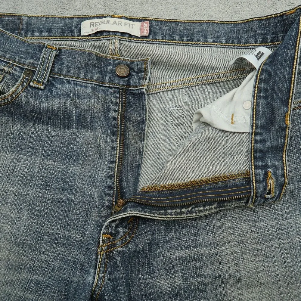 Levi's 505 Jeans Mens 36x30 Blue Regular Straight 100% Cotton Denim Timeworn